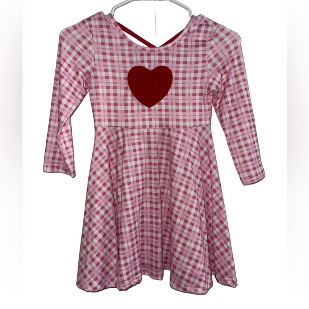 Girls Pink and Red Heart Valentine Dress - Size 6T